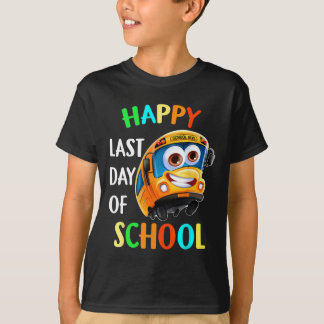 Gelukkig laatste dag schoolbus-lerarenstudie t-shirt