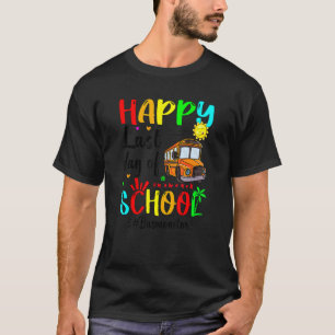 Gelukkig laatste dag schoolbusmonitor zomervacati t-shirt