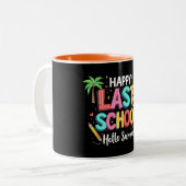 Gelukkig laatste dag van de Hallo Tweekleurige Koffiemok (Voorkant links)