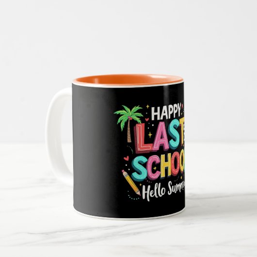 Gelukkig laatste dag van de Hallo Tweekleurige Koffiemok (Voorkant links)