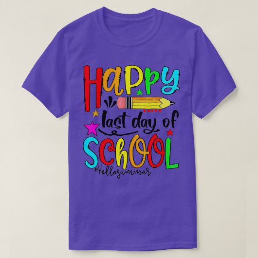 Gelukkig laatste dag van school Hallo zomerleraar T-shirt (Design voorkant)
