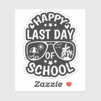 Gelukkig laatste schooldag kinderen jongens meisje sticker