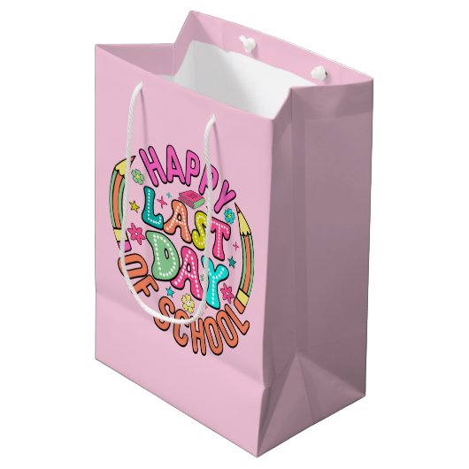 Gelukkig laatste schooldag medium cadeauzakje (Voorkant Gekanteld)
