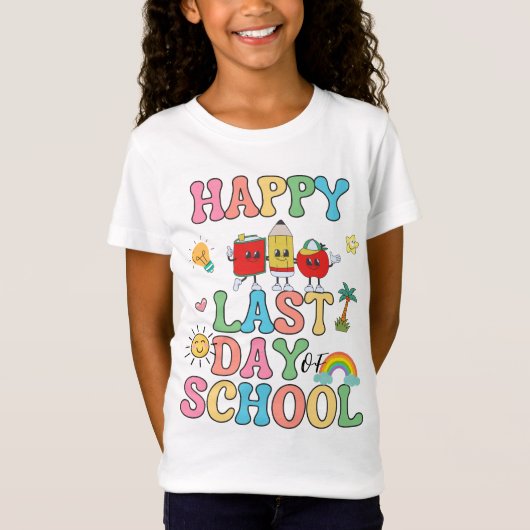 Gelukkig laatste schooldag t-shirt (Voorkant)