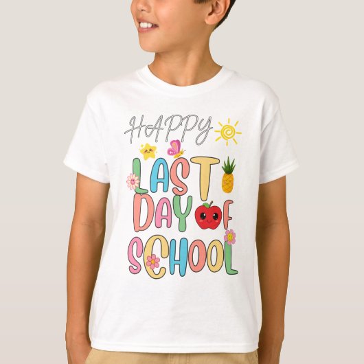 Gelukkig laatste schooldag t-shirt (Voorkant)