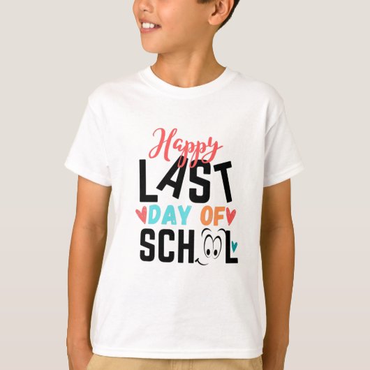 Gelukkig laatste schooldag t-shirt (Voorkant)