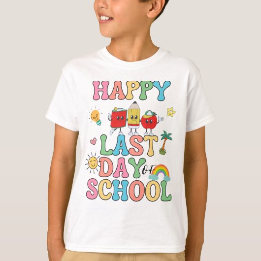 Gelukkig laatste schooldag t-shirt (Voorkant)