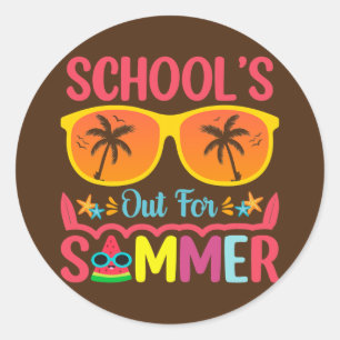 Gelukkig laatste schooldag voor zomerleraar ronde sticker