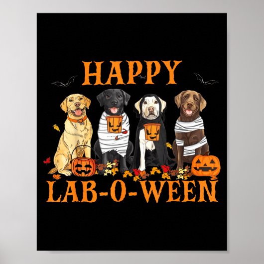 Gelukkig Lab-O-Ween Labrador Halloween Seizoen Hon Poster (Voorkant)