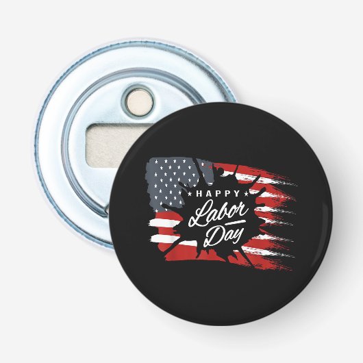 Gelukkig Labor Day-cadeau Amerikaanse vlag Button Flesopener (Voorkant)