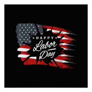Gelukkig Labor Day-cadeau Amerikaanse vlag Perfect Poster