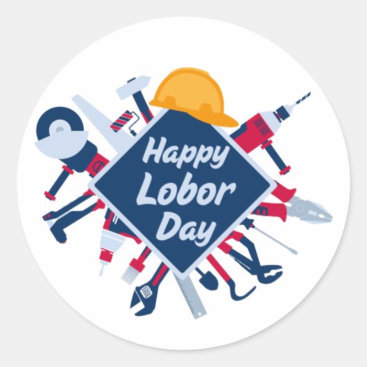 Gelukkig Labor day Lang Weekend Ronde Sticker (Voorkant)