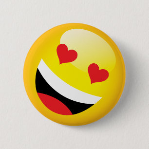 Gelukkig Lachen Liefde Hart Emoji Gezichtsfeest Ronde Button 5,7 Cm