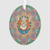 Gelukkig lachend Boeddha Bodhi Leaf Mandala Ornament (voorkant)