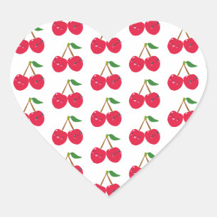 Gelukkig Lachende Kawaii Kersenvrucht Hart Sticker