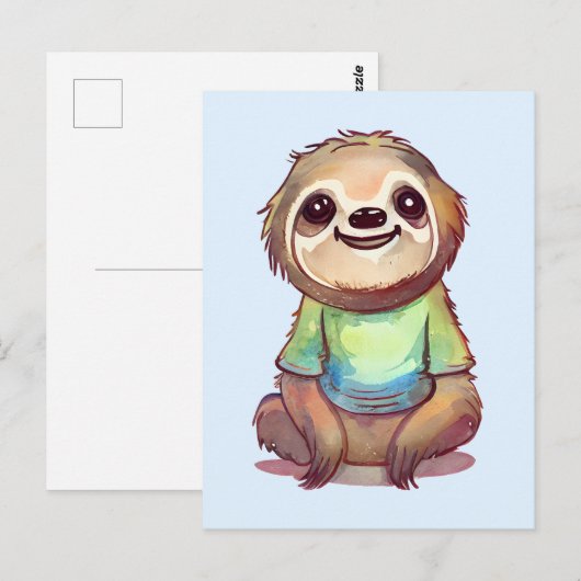 Gelukkig lachende luiaard zit ontspannen briefkaart (Voorkant / Achterkant)