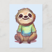 Gelukkig lachende luiaard zit ontspannen briefkaart (Voorkant)