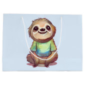 Gelukkig lachende luiaard zit ontspannen groot cadeauzakje (Achterkant)