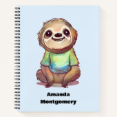 Gelukkig lachende luiaard zit ontspannen notitieboek (Voorkant)