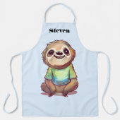 Gelukkig lachende luiaard zit ontspannen schort (Voorkant)