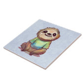 Gelukkig lachende luiaard zit ontspannen tegeltje (Zijkant)