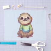 Gelukkig lachende luiaard zit ontspannen tissuepapier (Craft)