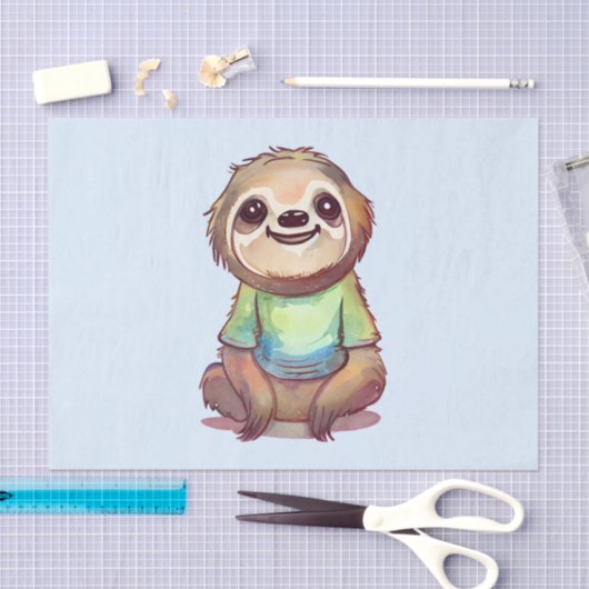 Gelukkig lachende luiaard zit ontspannen tissuepapier (Craft)