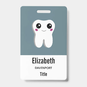 Gelukkig Lachende Tandheelkundige Tand Schattig Badge