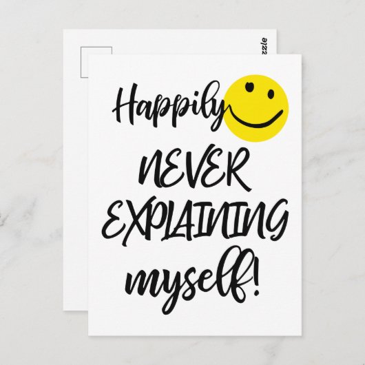 Gelukkig leg ik nooit mijn eigen grappige typograf briefkaart (Voorkant / Achterkant)