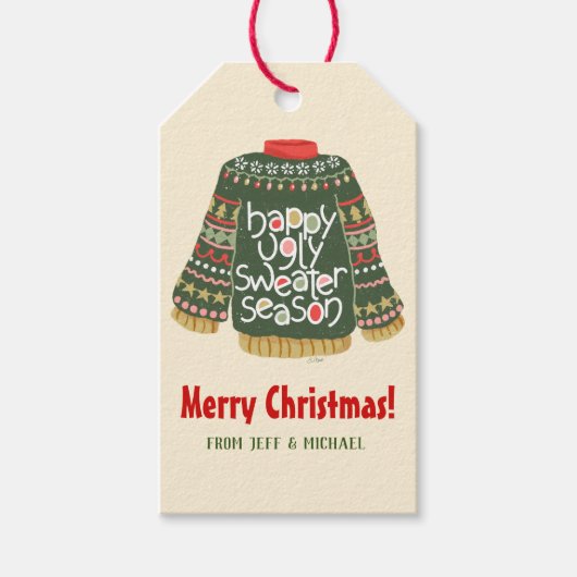 Gelukkig lelijke trui seizoen cadeaulabel (Voorkant)