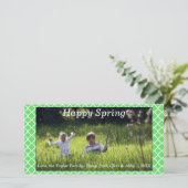 Gelukkig lente/Pasen fotokaart groen Feestdagenkaart (Staand voorkant)
