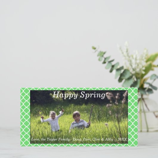 Gelukkig lente/Pasen fotokaart groen Feestdagenkaart (Staand voorkant)