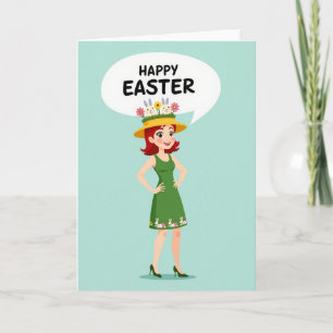 Gelukkig Lente Vrouw Pasen Kaart