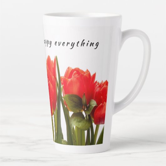 Gelukkig Lenterood Tulp Bloem Latte Mok (Rechts)