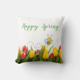 Gelukkig Lentetulp Bloem Vakantie Kussen