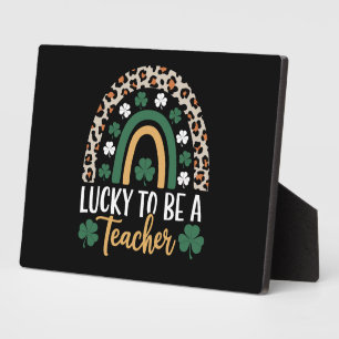 Gelukkig leraar Rainbow St Patrick's Day te zijn Fotoplaat