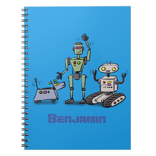 Gelukkig leuk robots trio cartoon notitieboek (Voorkant)