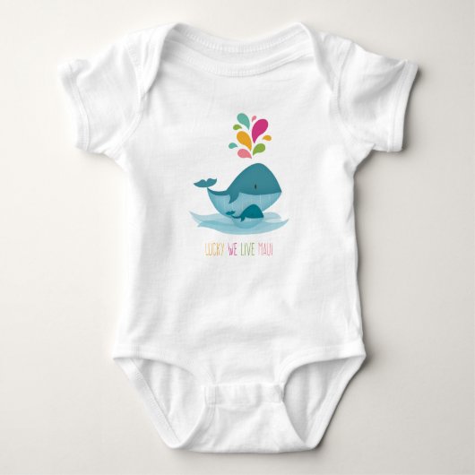 Gelukkig leven we Maui! Humpback Whale en baby Romper (Voorkant)