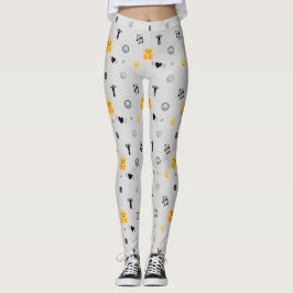 Gelukkig, liefde, glimlach, muziek emoji's patroon leggings