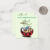 Gelukkig Lieveheersbeestje Zomerkaart Notitiekaartje (Voorkant / Achterkant in situ)