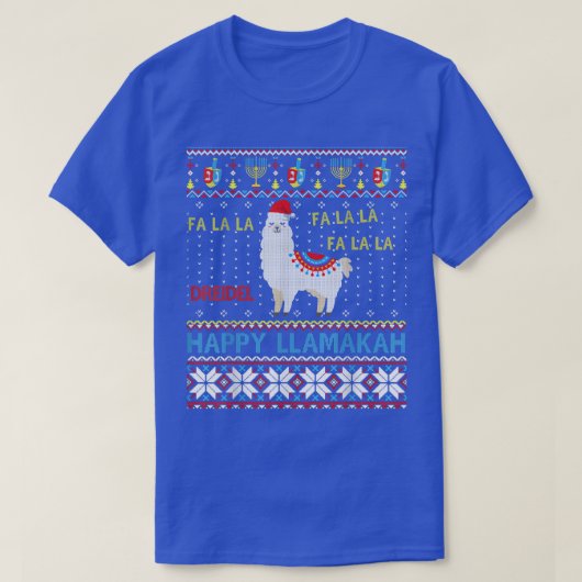 Gelukkig Llamakah T-shirt Grappig Lelijk Hanukkah (Design voorkant)