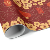 Gelukkig Lunar Nieuwjaar 2024 met Cherry Tree Flow Cadeaupapier (Rol Hoek)