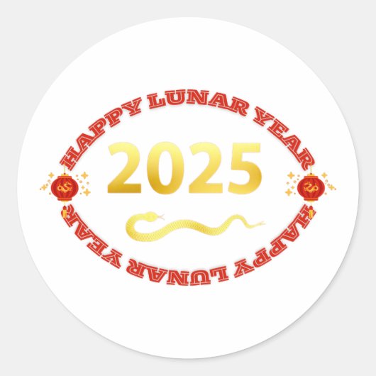 Gelukkig Lunar Nieuwjaar 2025 Ronde Sticker (Voorkant)