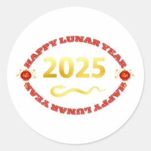 Gelukkig Lunar Nieuwjaar 2025 Ronde Sticker