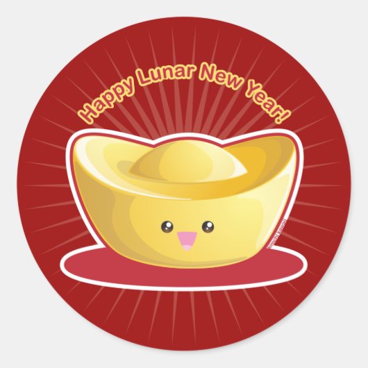 Gelukkig Lunar Nieuwjaar! Ronde Sticker (Voorkant)
