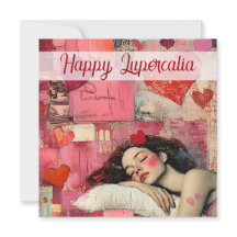 Gelukkig Lupercalia Vintage Hart Collage Valentijn