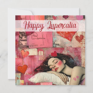 Gelukkig Lupercalia Vintage Hart Collage Valentijn Feestdagenkaart