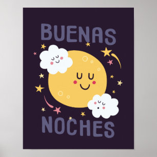 Gelukkig Maan en Sterren Kinderkamer Kunst in het Poster
