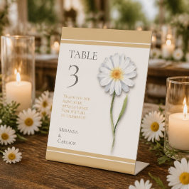 Gelukkig Madeliefjes Bruiloft Tafel Nummer Voetstu Reclamebord Met Voetstuk