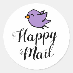 Gelukkig Mail handgeschreven tekst cute vogel krab Ronde Sticker